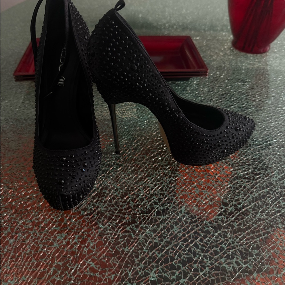 Aldo Black Studded Heels